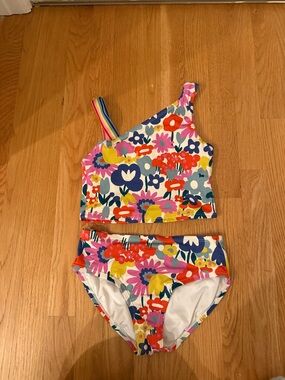 Hanna Andersson Floral One-Shoulder Bikini - White, Pink, Yellow, Blue, Red